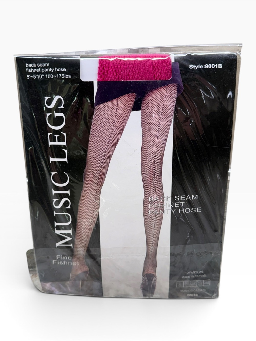 Music Legs Fishnet Back Seam Pantyhose 9001B OS 5’-5’10” 100-175lbs Fuchsia